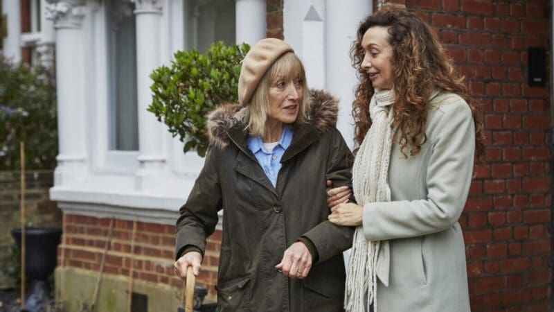 mother and daughter going for a walk